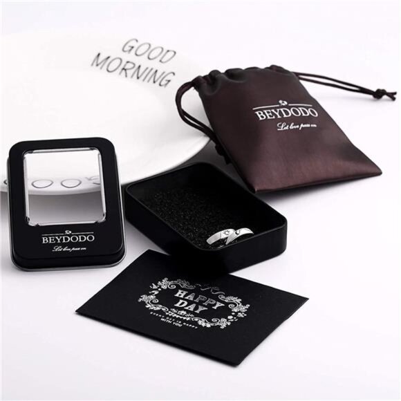 925 Silver Rings Custom Adjustable Sun and Moon Matching Rings Engraved - Picture 6 of 7